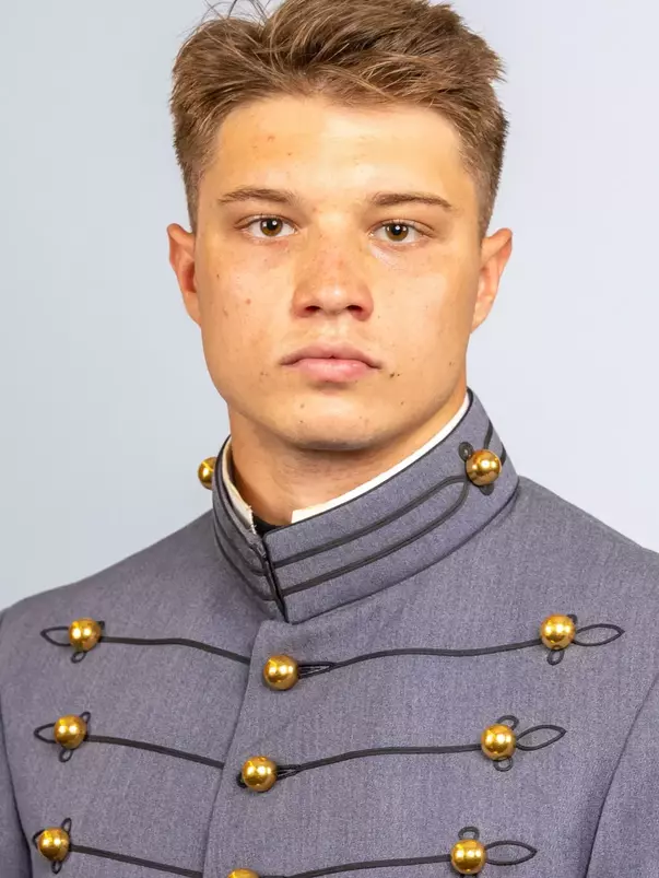 Alex Krusko headshot with Cadet full dress gray on.