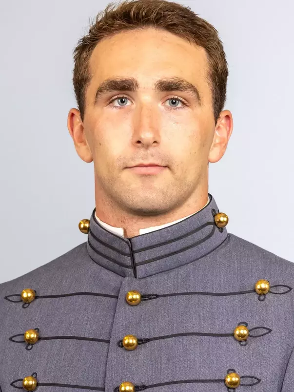 Brendan McCrary headshot with Cadet full dress gray on.