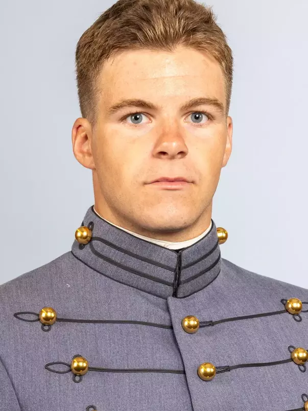 CJ Monturio headshot with Cadet full dress gray on.