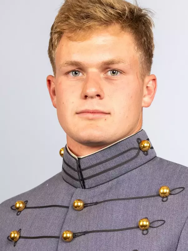Hill Plunkett headshot with Cadet full dress gray on.