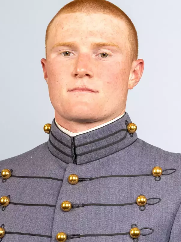 John Prior headshot with Cadet full dress gray on.