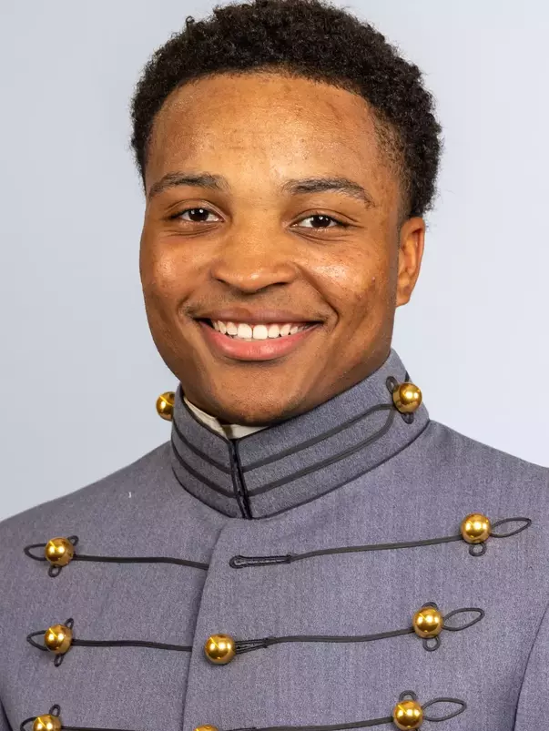 Isaiah Rose headshot with Cadet full dress gray on.