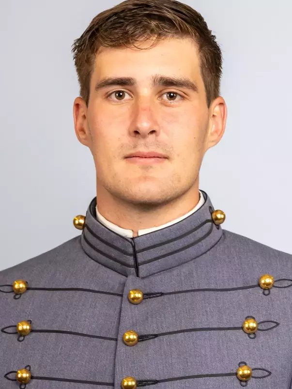 Luke Stratton headshot with Cadet full dress gray on.