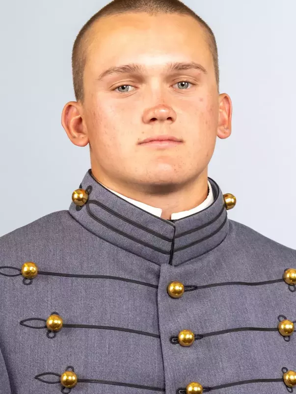 Adam Sulanke headshot with Cadet full dress gray on.