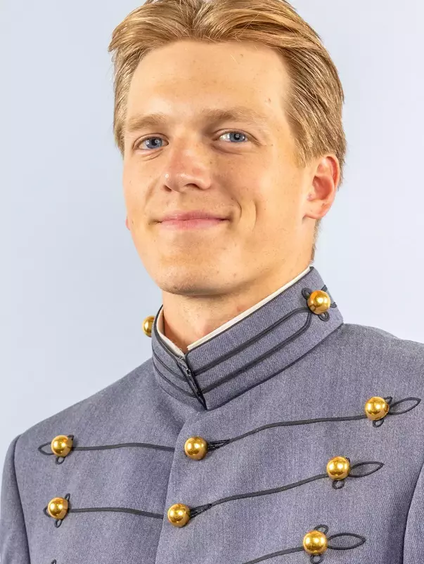 Dylan Wegner Headshot with Cadet full dress gray.