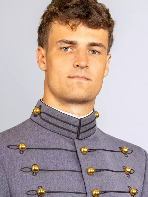 Aiden Weisenborn with Cadet full dress gray on.