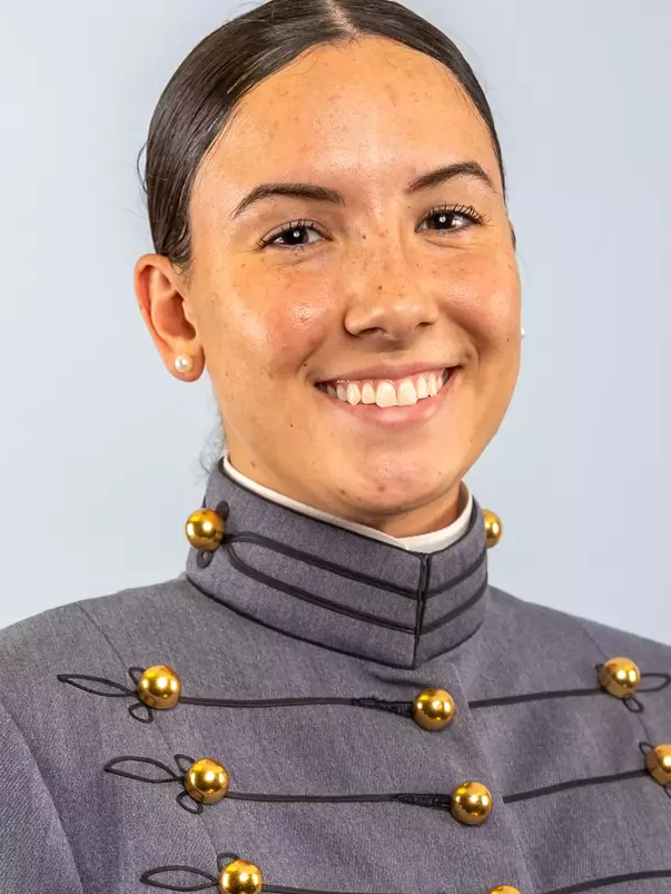 Elly Brackin Headshot with Cadet full dress gray on