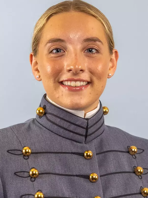 Sydney Braeger Headshot with Cadet full dress gray on