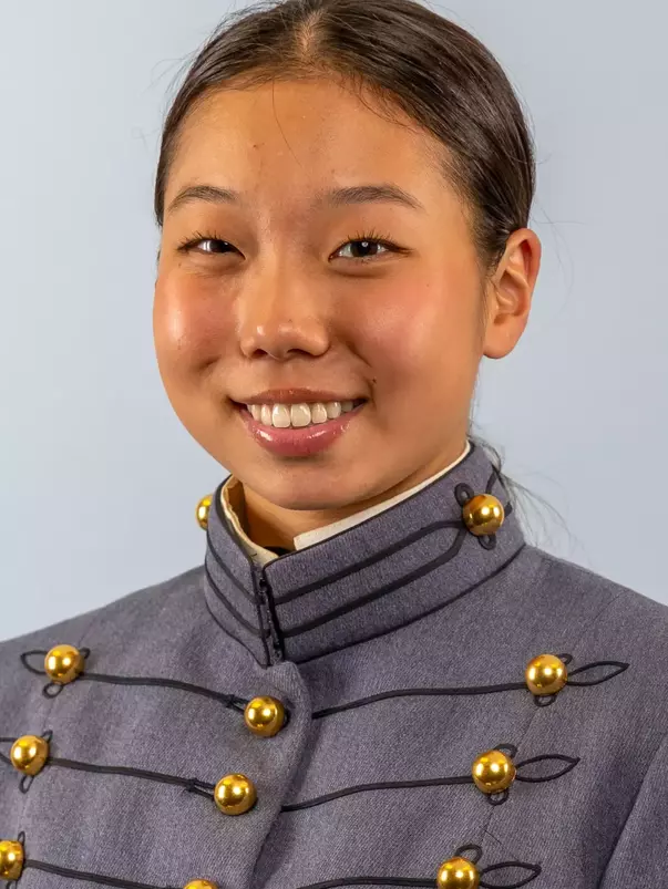 April Chun Headshot with Cadet full dress gray on.