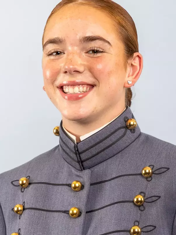 Maggie Corso Headshot with Cadet full dress gray on.