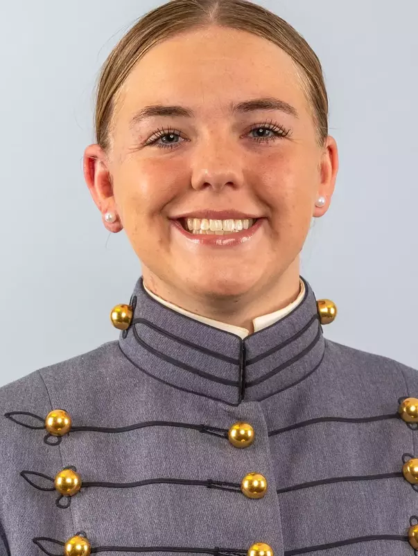Brooke Futch Headshot with Cadet full dress gray on.