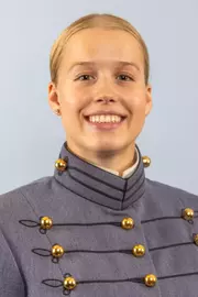 Evy Laursen Headshot with Cadet full dress gray on.