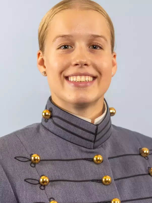 Evy Laursen Headshot with Cadet full dress gray on.