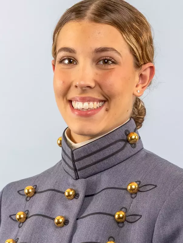 Emma Marsh Headshot with Cadet full dress gray on.