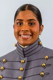 Haasini Prabhakar Headshot with Cadet full dress gray uniform on.