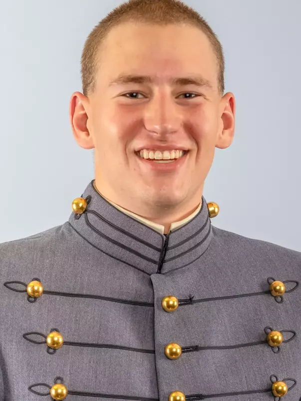 Jaden Putman Headshot with Cadet full dress gray on