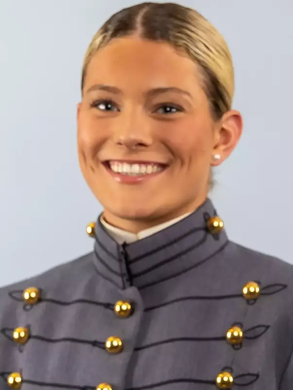 Addie Rice Headshot with Cadet full dress gray uniform on.