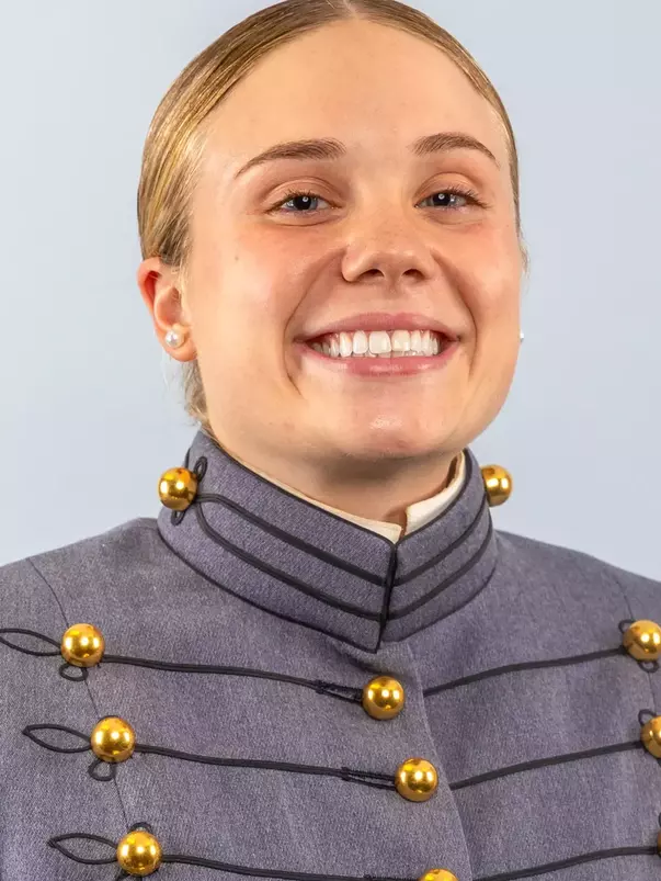 Bethany Slivka Headshot with Cadet full dress gray uniform on.