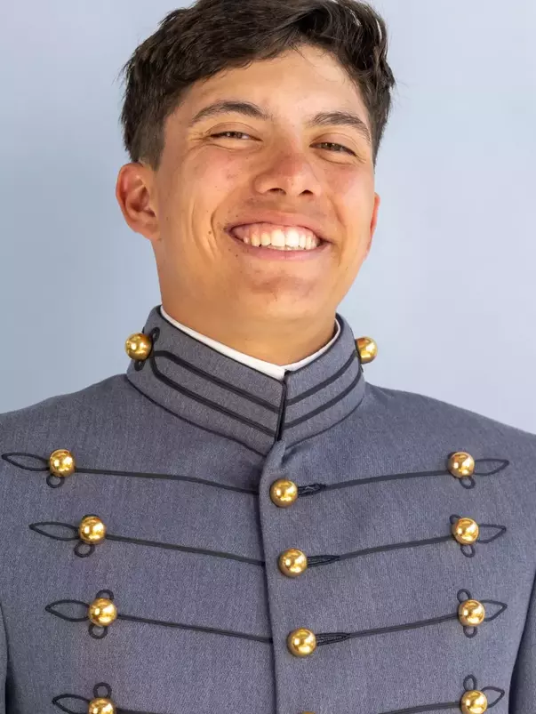 Matias Feoli Headshot with Cadet full dress gray on.