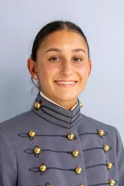 Alexandra Oshidar Headshot with Cadet full dress gray on.