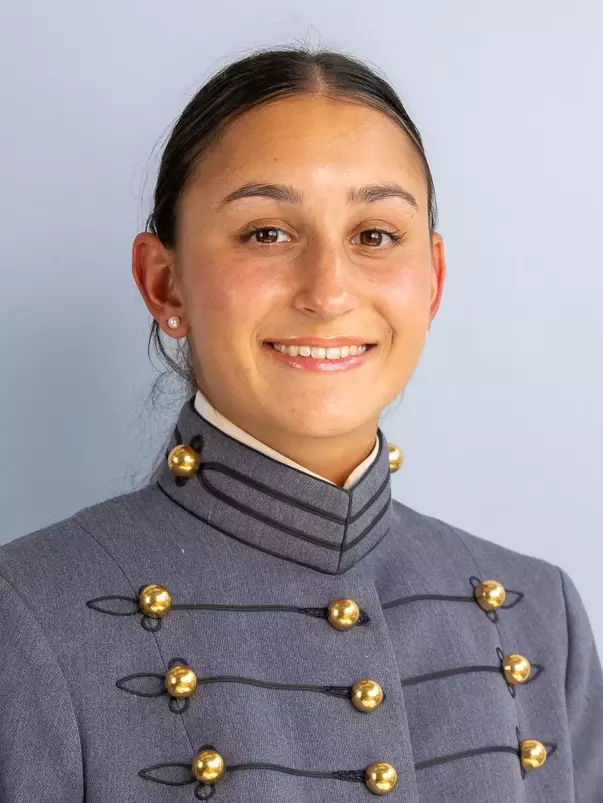 Alexandra Oshidar Headshot with Cadet full dress gray on.