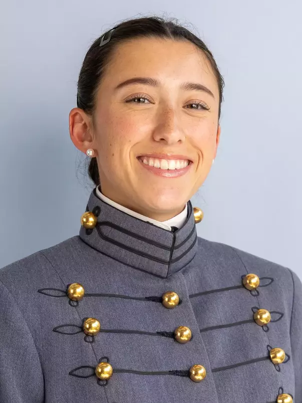 Isabella Brilliant Headshot with Cadet full dress gray on.