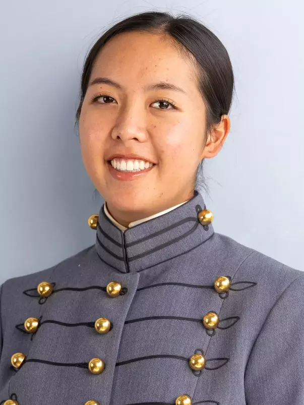 Ylan Duong Headshot with Cadet full dress gray on.
