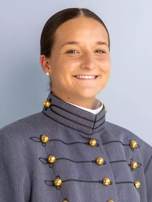 Allison Harris Headshot with Cadet full dress gray on.