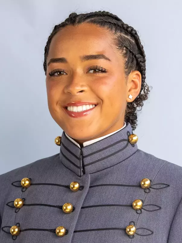 Olivia Manson Headshot with Cadet full dress gray on.