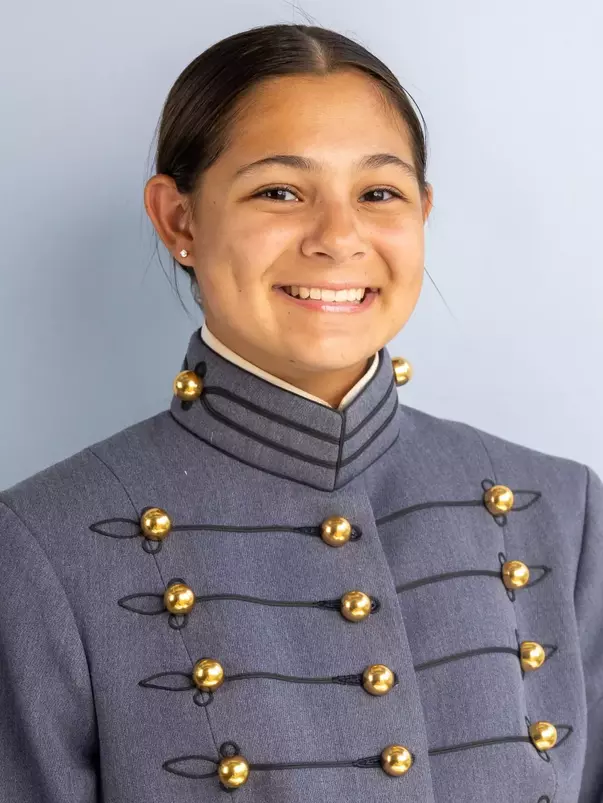 Olivia Mellynchuk Headshot with Cadet full dress gray on.