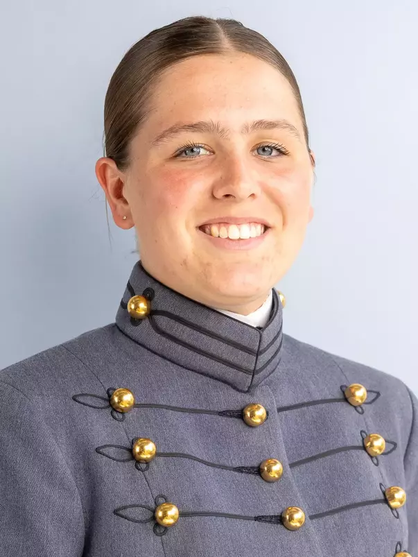 Emily Ruckno Headshot with Cadet full dress gray on.