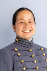 Stacey Samonte Headshot with Cadet full dress gray on.