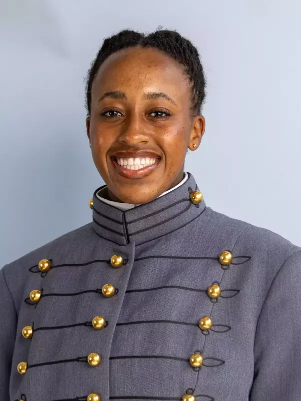 Madison Smith Headshot with Cadet full dress gray on.
