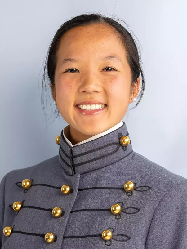 Emma Sy with Cadet full dress gray on.