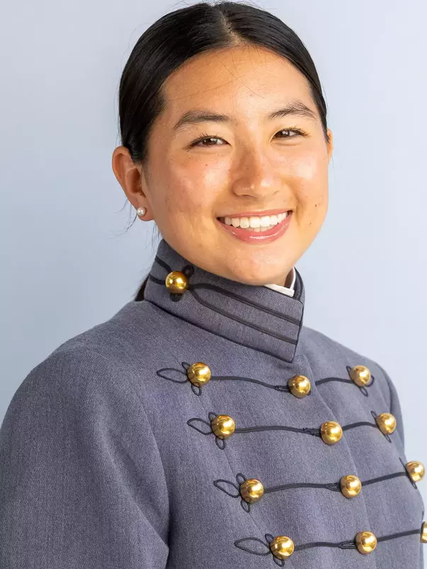 Sarah Yan Headshot with Cadet full dress gray on.