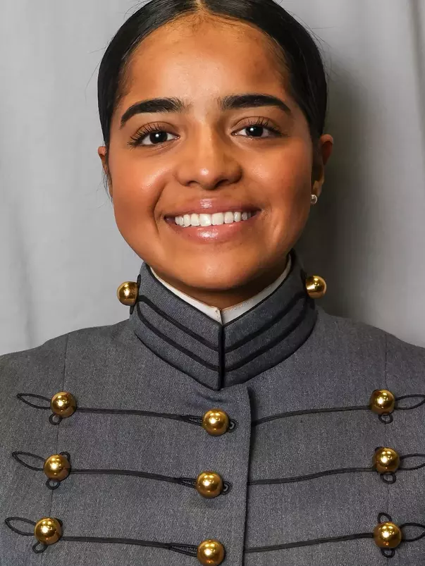 Sabrina Rebolledo Headshot with Cadet full dress gray.