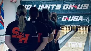 The Sam Houston bowling team prepares to roll at the CUSA Championships