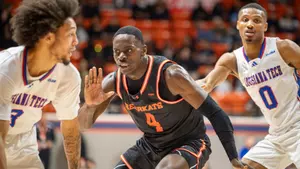 Kashie Natt defends a Louisiana Tech player. Natt was named CUSA Defensive Player of the Year