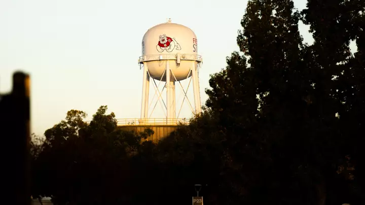 Fresno State water tower Bulldog