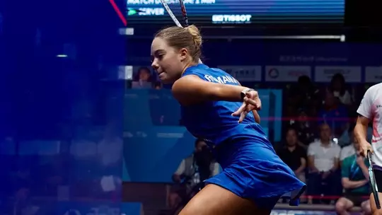 Andreea Ghiorghisor competes for Romania