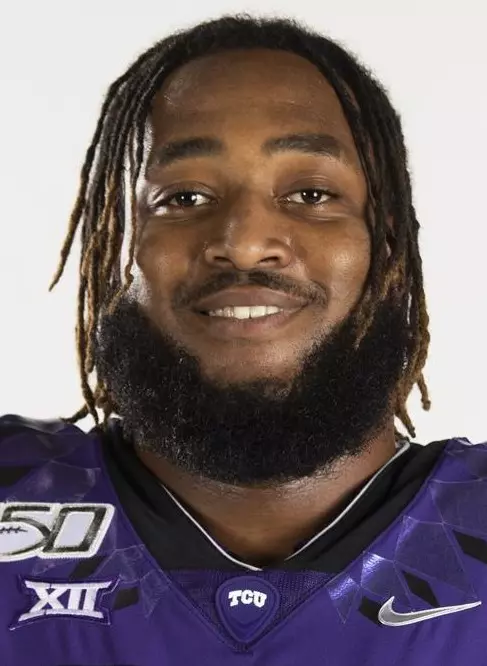 Texas Christian University Football #77 Lucas Niang photographed at TCU in Fort Worth, Texas on July 24, 2019. (Photo/Sharon Ellman) TCU Football Contact Mark Cohen m.cohen@tcu.edu