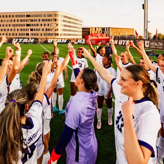 TCU women's soccer team huddle