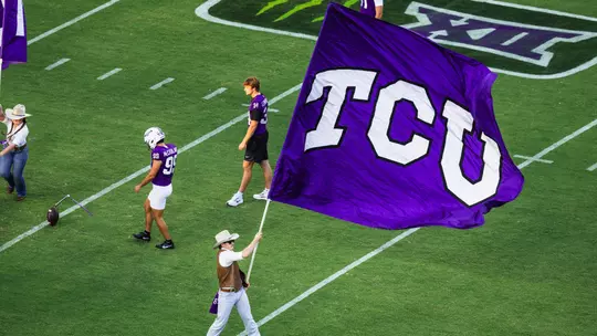 TCU flag waving on the field