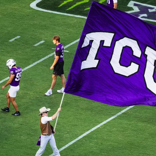 TCU flag waving on the field