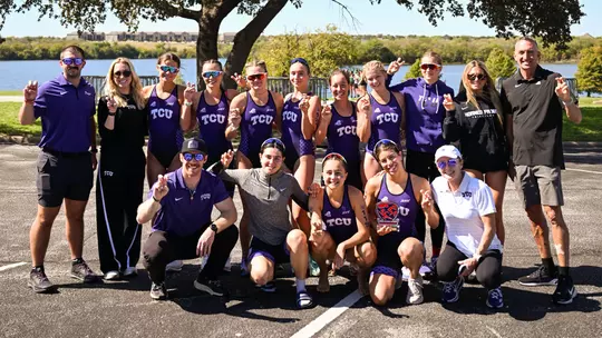 TCU Triathlon takes a team photo after their third place finish at the West Regional Championship
