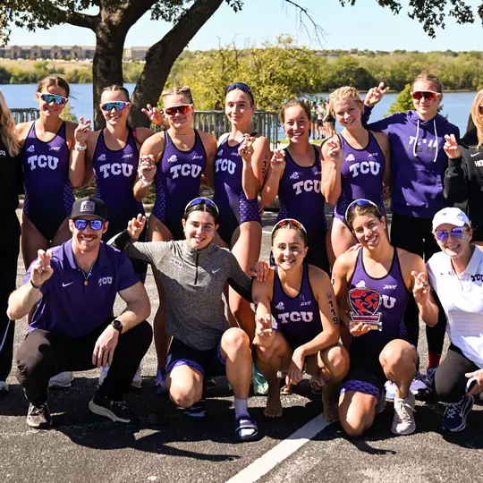 TCU Triathlon takes a team photo after their third place finish at the West Regional Championship
