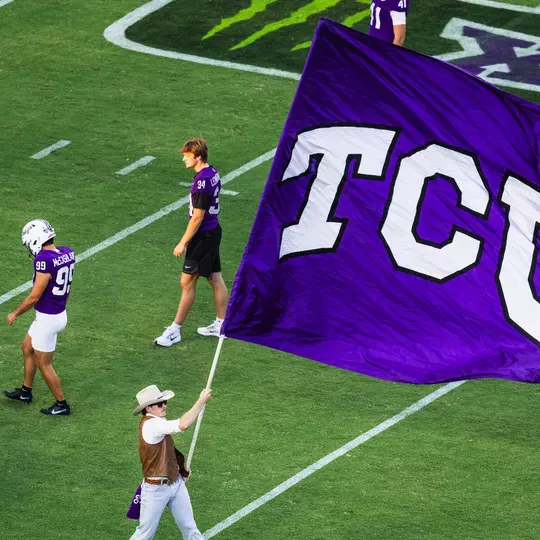 TCU flag waving on the field