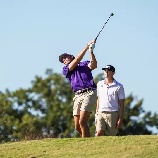 Cameron Kuchar watches the ball fly away