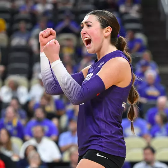TCU libero Alice Volpe celebrates with a fist pump