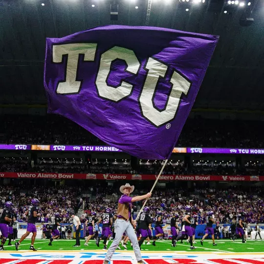 TCU FB Flag waving at Alamo Bowl